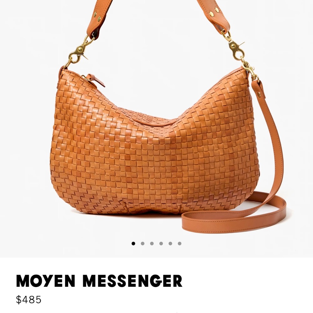 Clare V Tan Woven Moyen Messenger Shoulder Bag